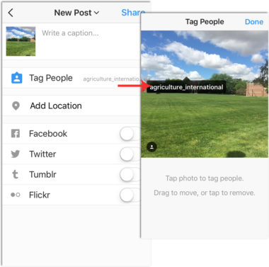 How to Tag Your Image in Instagram with another account's link